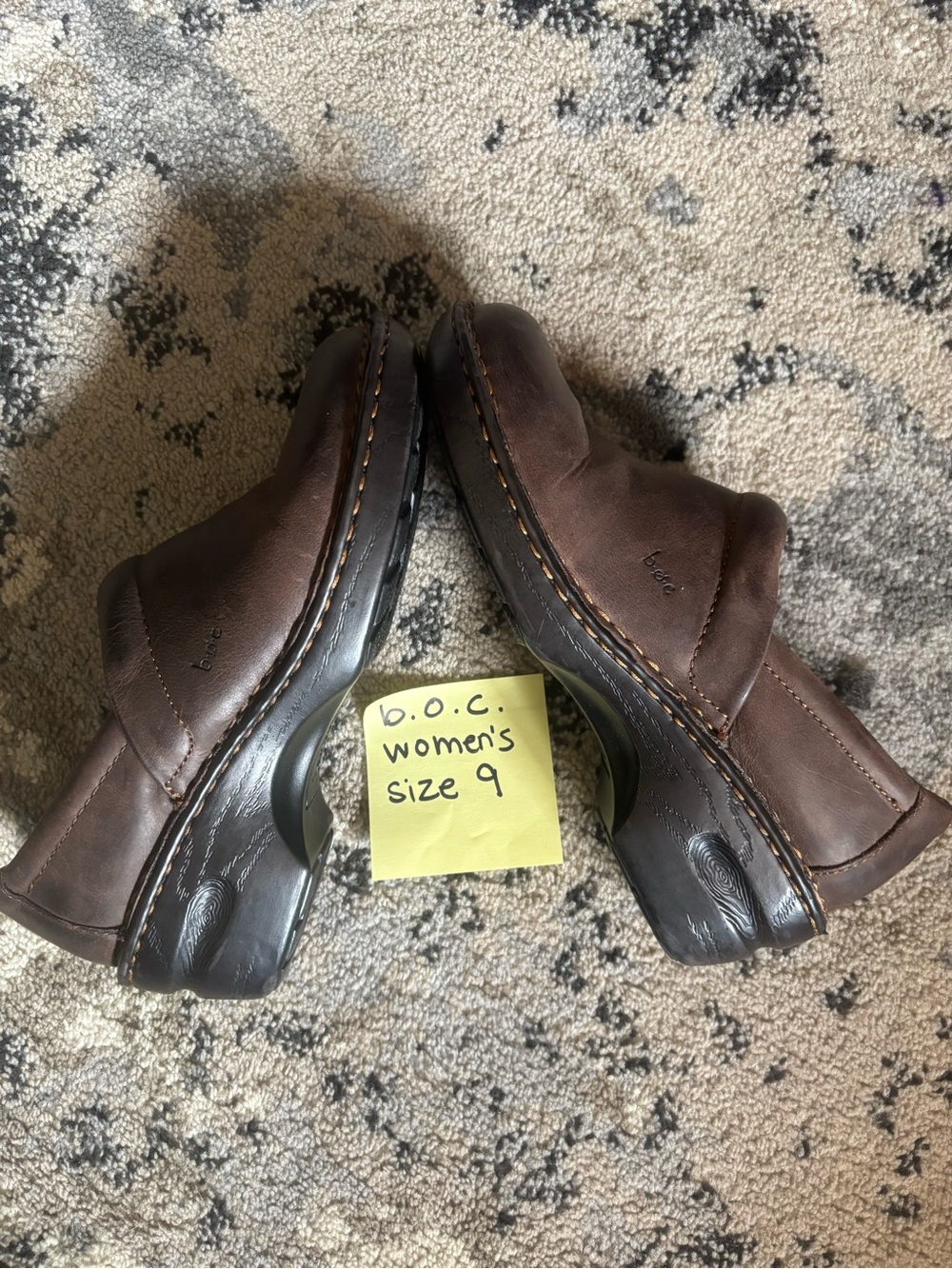 b.o.c. Brown Leather Slip-On Clogs size 9